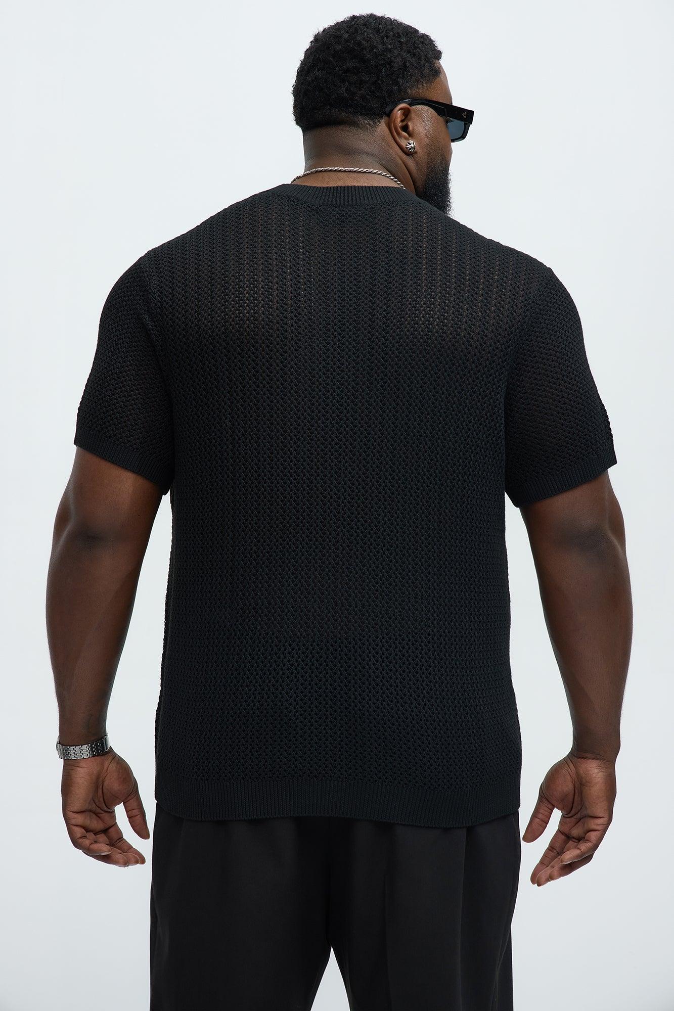 Jace Crochet Short Sleeve Tee - Black Product Image