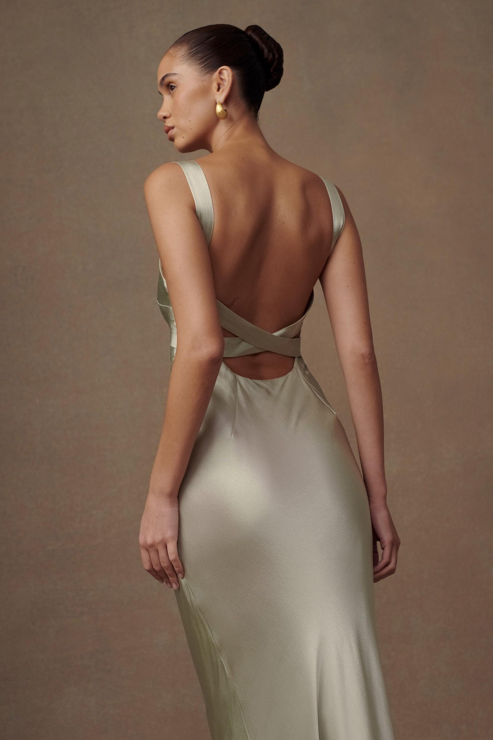 Ensley Satin Maxi Dress - Sage Product Image