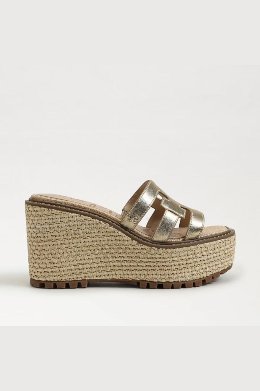 Laine Platform Wedge Sandal- Gold Leather Product Image