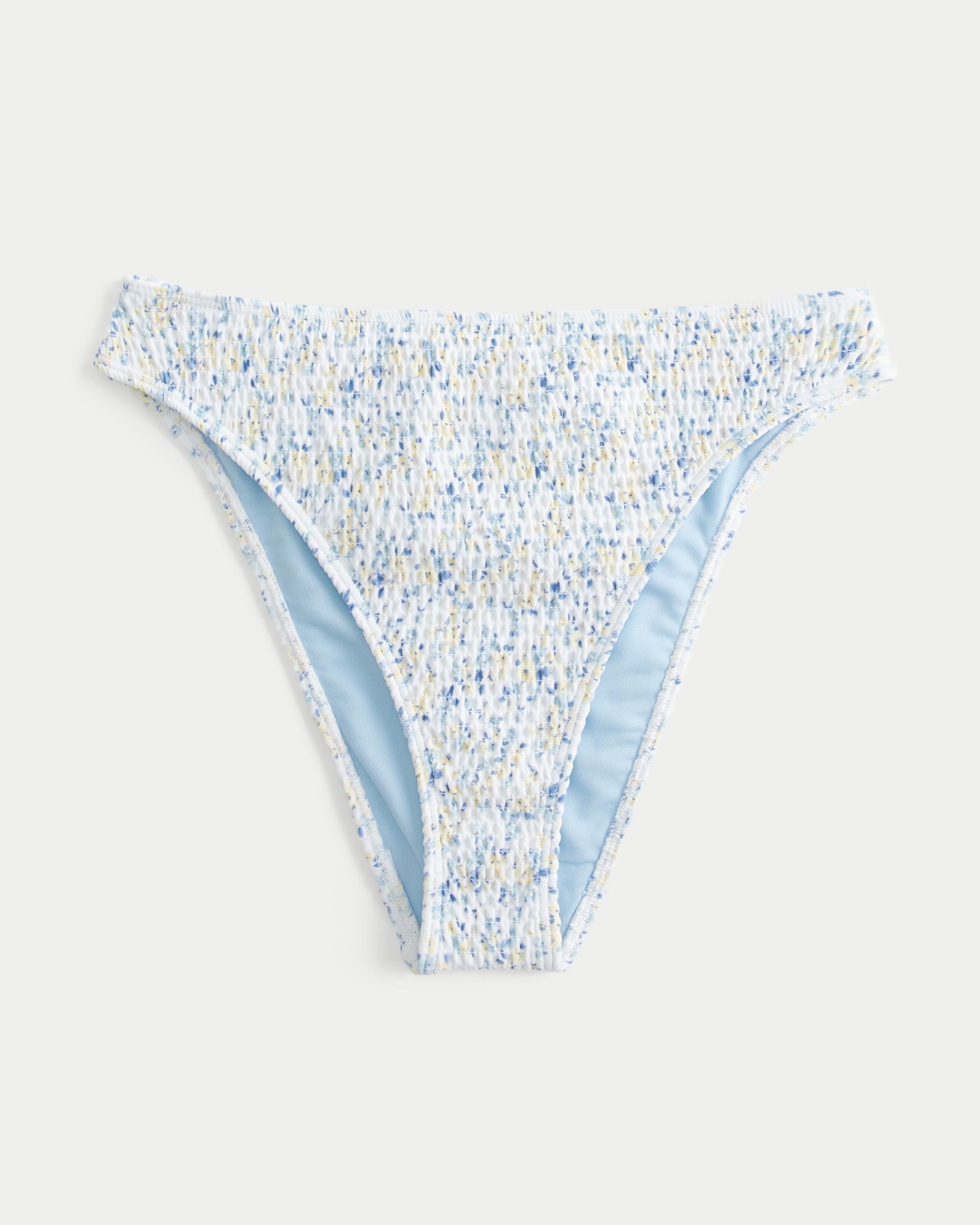 Curvy High-Leg Smocked Cheeky Bikini Bottom Product Image