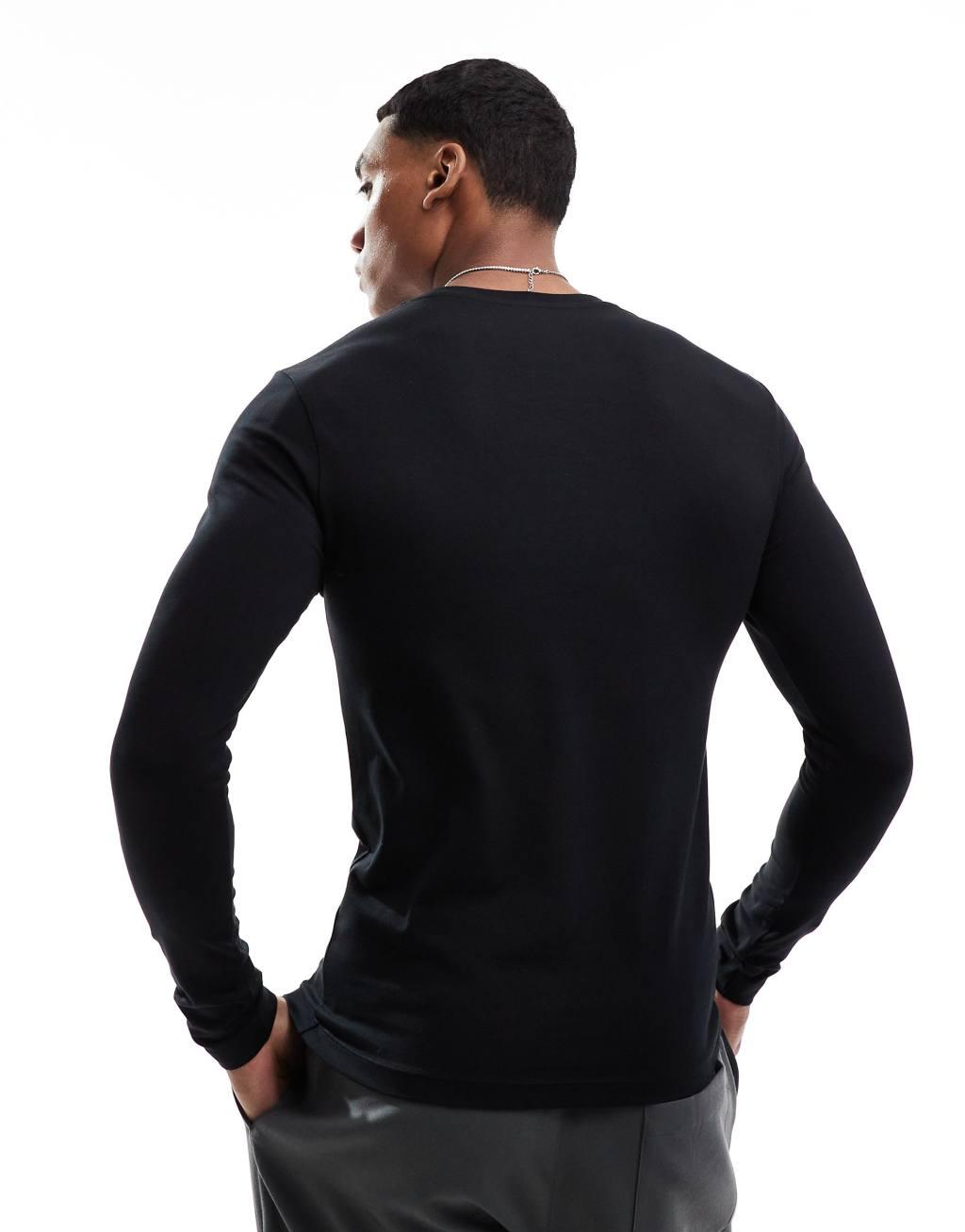 ASOS DESIGN essential muscle fit long sleeve T-shirt in black | ASOS Product Image