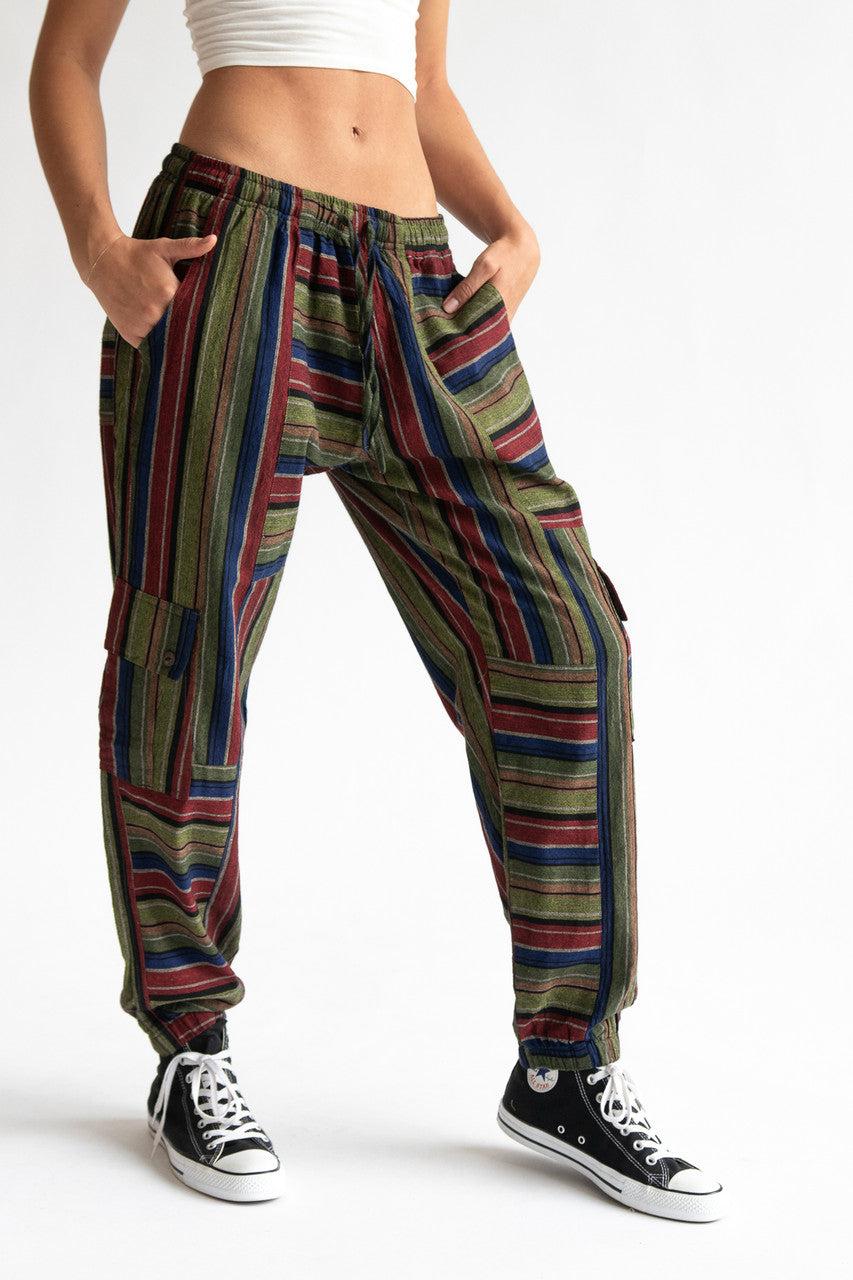 Striped Cargo Joggers Product Image