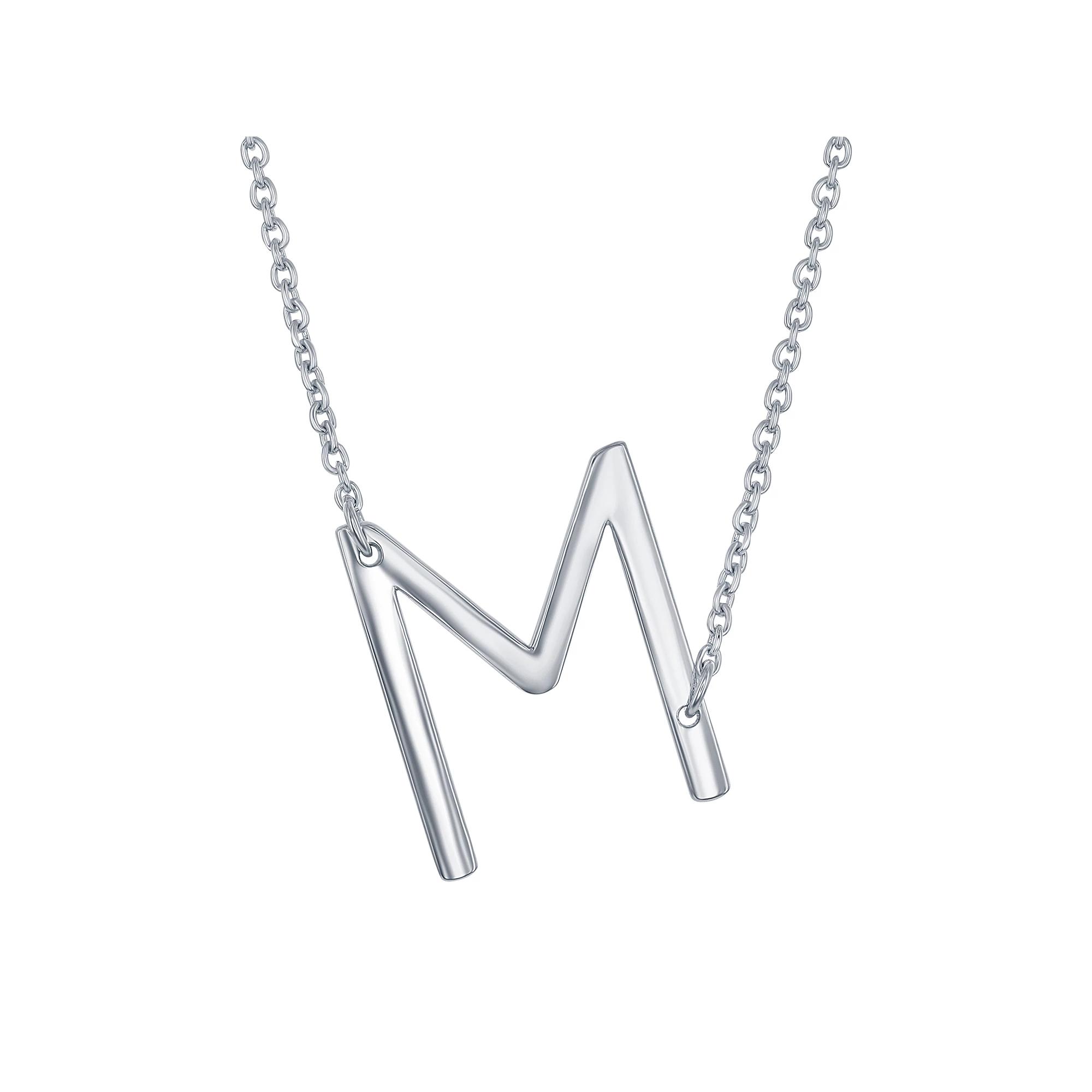 Sterling Silver Sideways Initial Necklace, Womens Sterling B Product Image