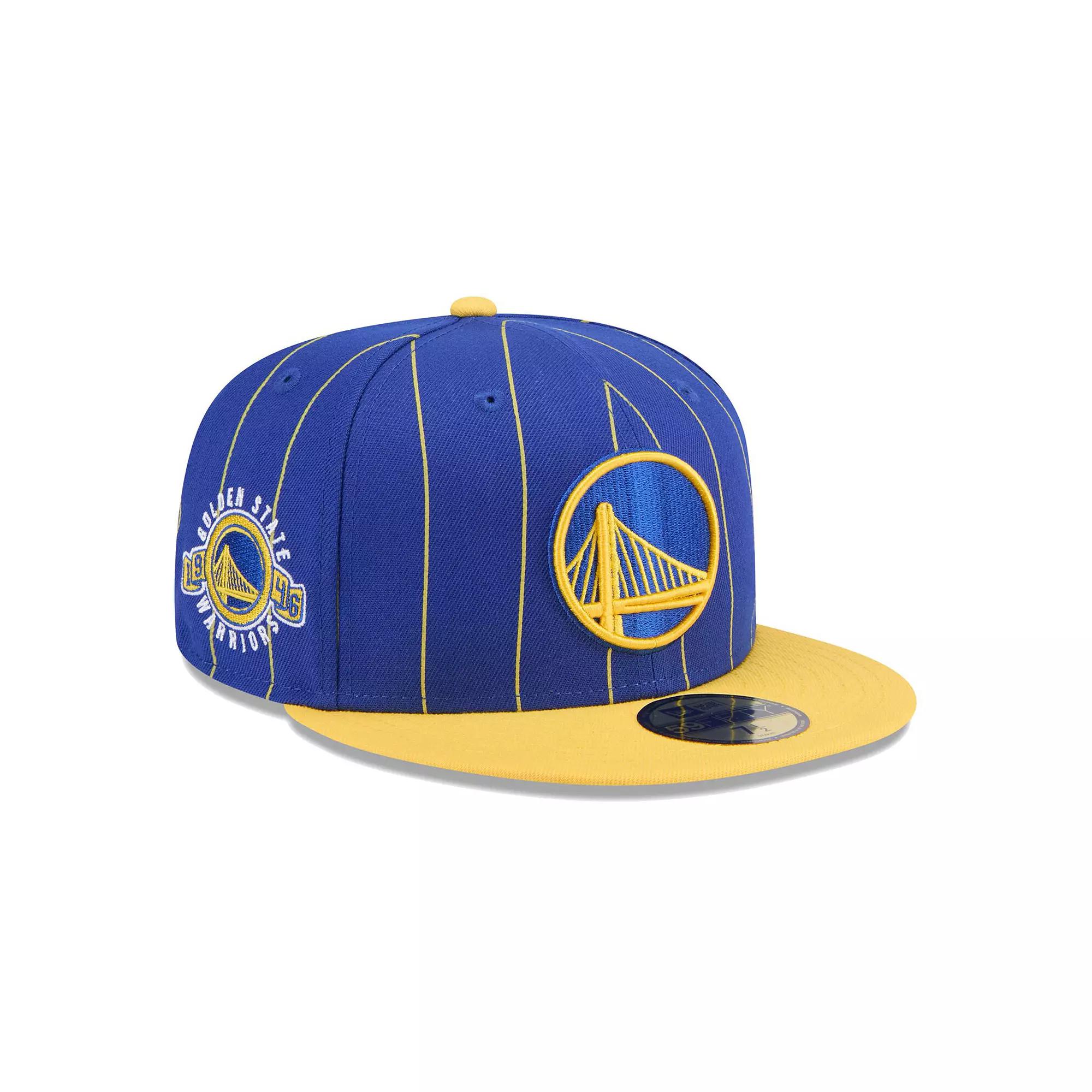 Mens New Era Royal/Gold Golden State Warriors Pinstripe Two-Tone 59FIFTY Fitted Hat Product Image