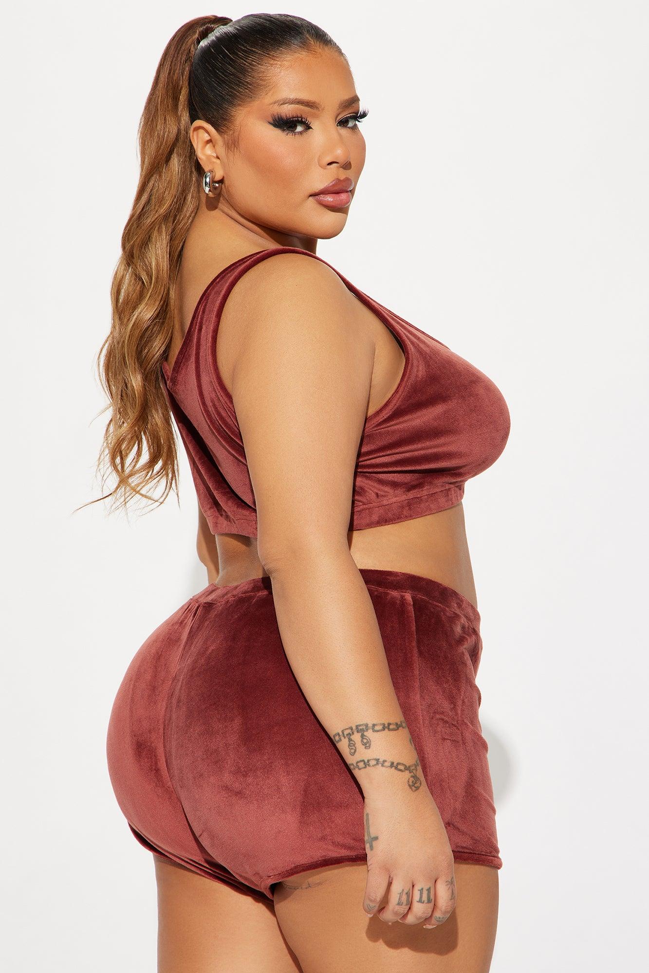 Cuddle With Me II Velour PJ Short Set - Chocolate Product Image