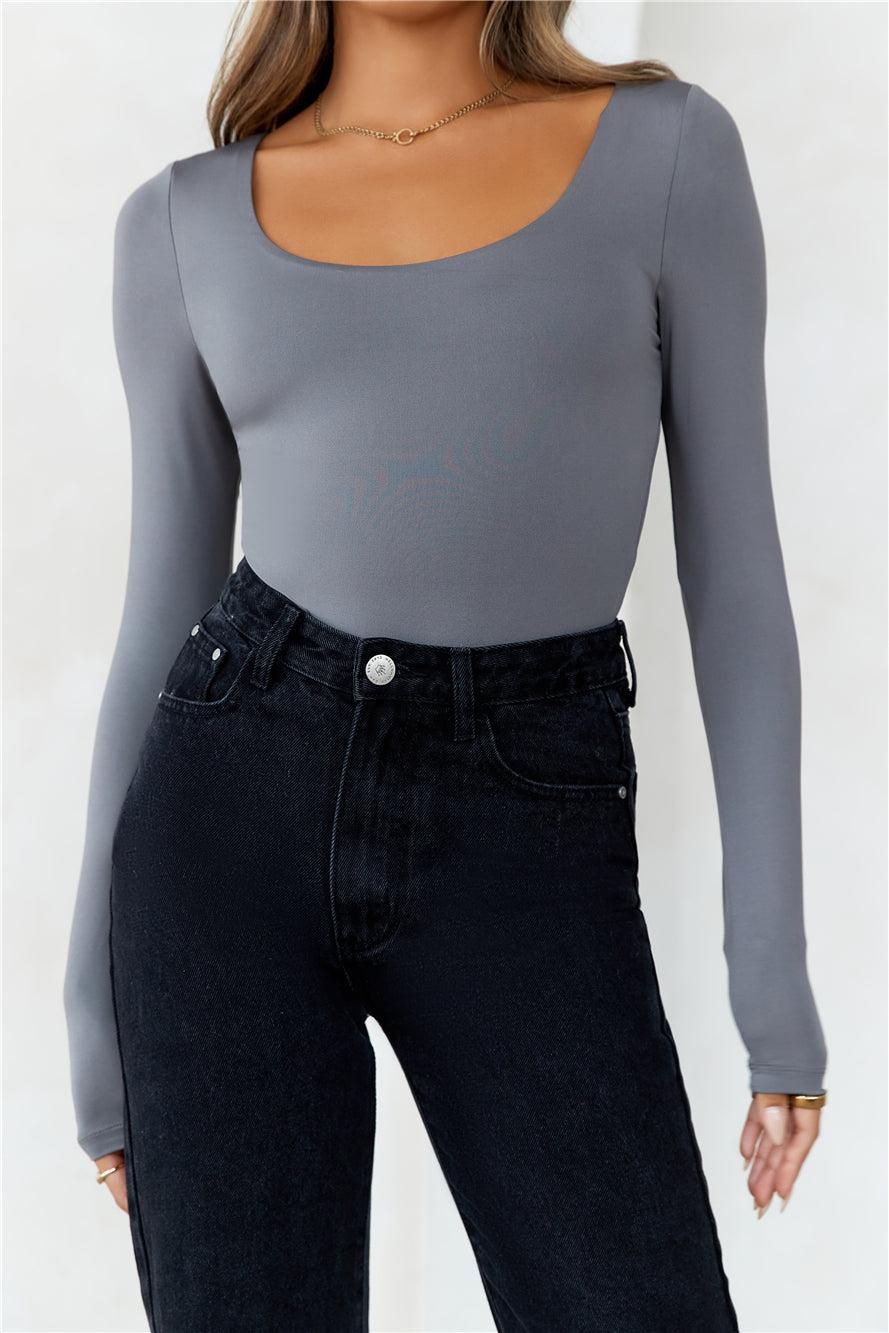 BASE  Second Skin Long Sleeve Bodysuit Charcoal Product Image