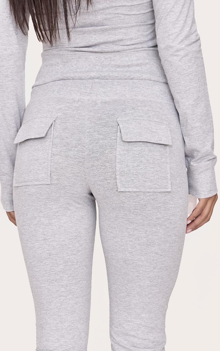 Grey Marl Low Rise Skinny Flare Pants Product Image