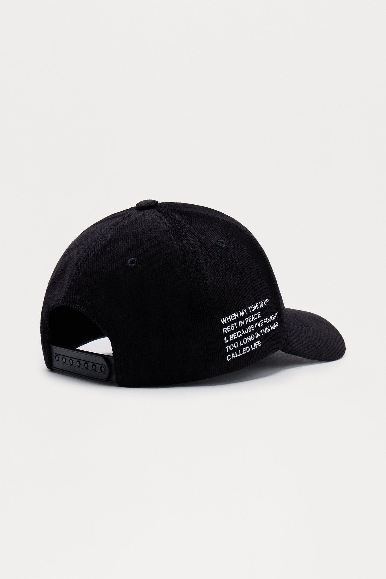 Artist Corduroy Structured Snapback Hat - Black Male Product Image
