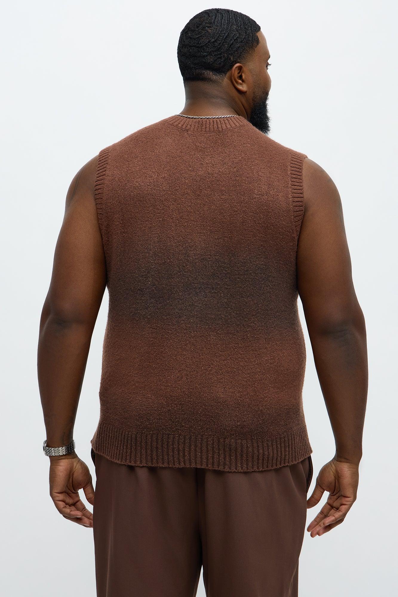 Mohair Like Sweater Vest - Brown/combo Male Product Image