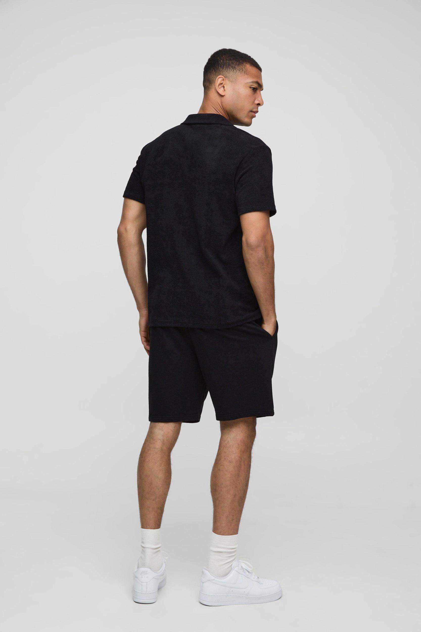 Regular Fit Revere Towelling Shirt | boohooMAN USA Product Image