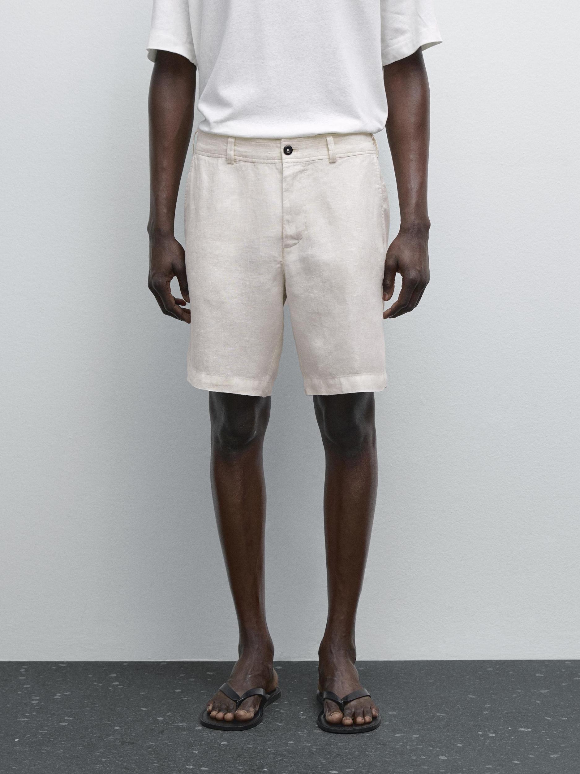 100% linen Bermuda shorts Product Image