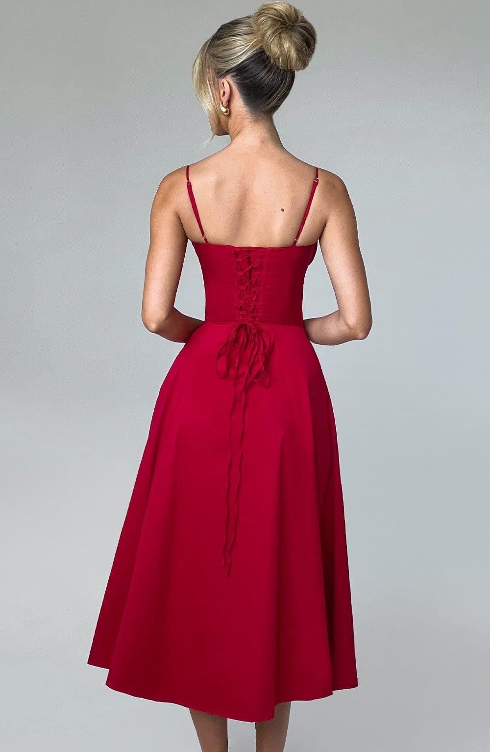 Deanna Midi Dress - Red Product Image