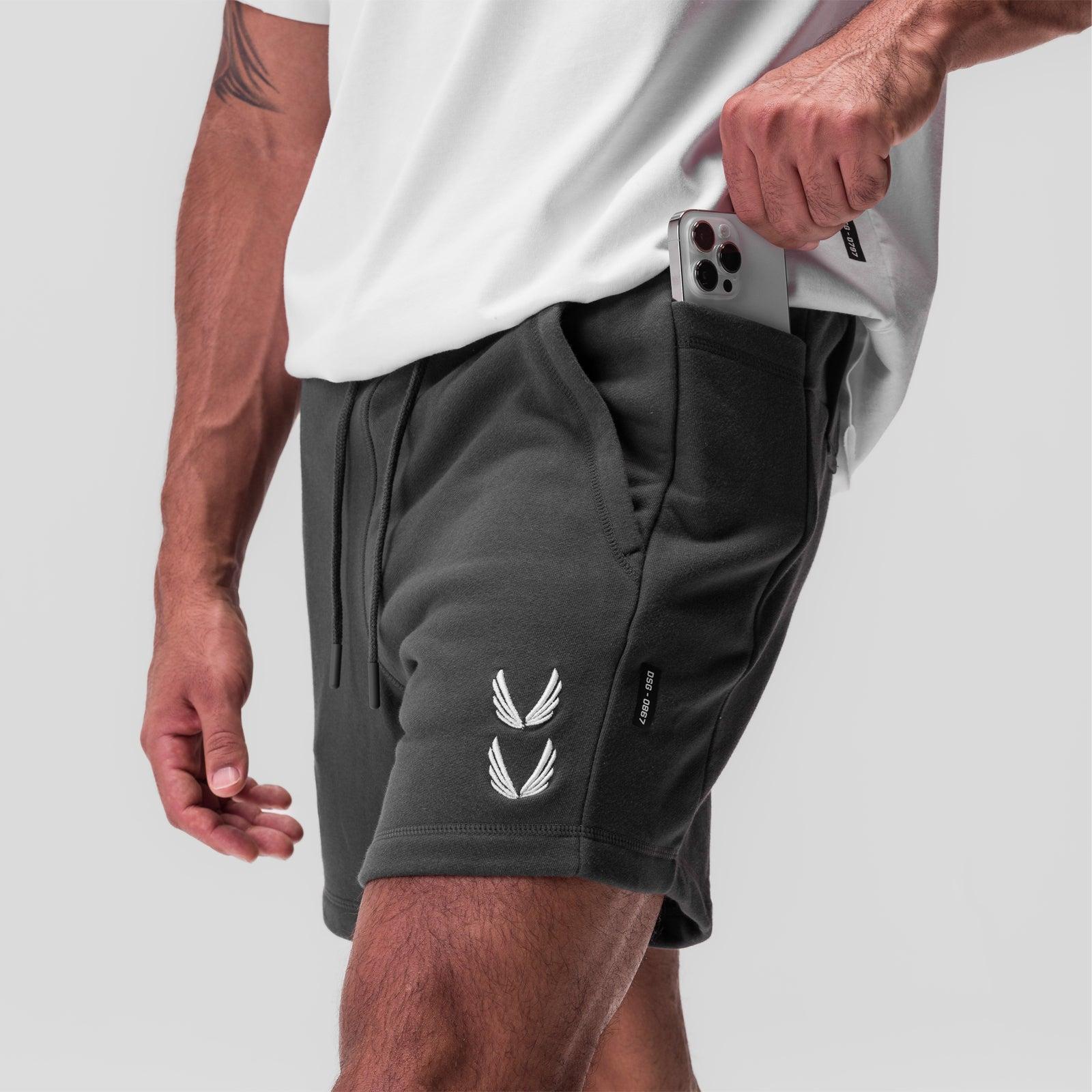 0867. Tech-Terry™ Sidelock Sweat Short - Space Grey "Stacked Wings" Male Product Image