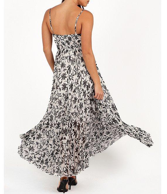 Petal & Pup Achanti Floral Print Sweetheart Neck Sleeveless Pleated Maxi Dress Product Image
