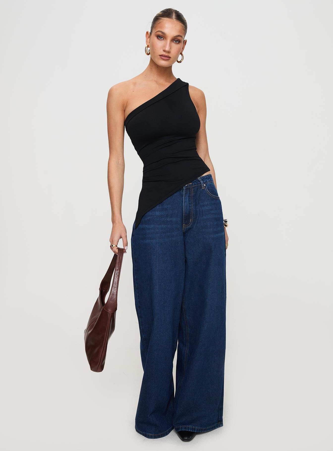 Lunah One Shoulder Top Black Product Image