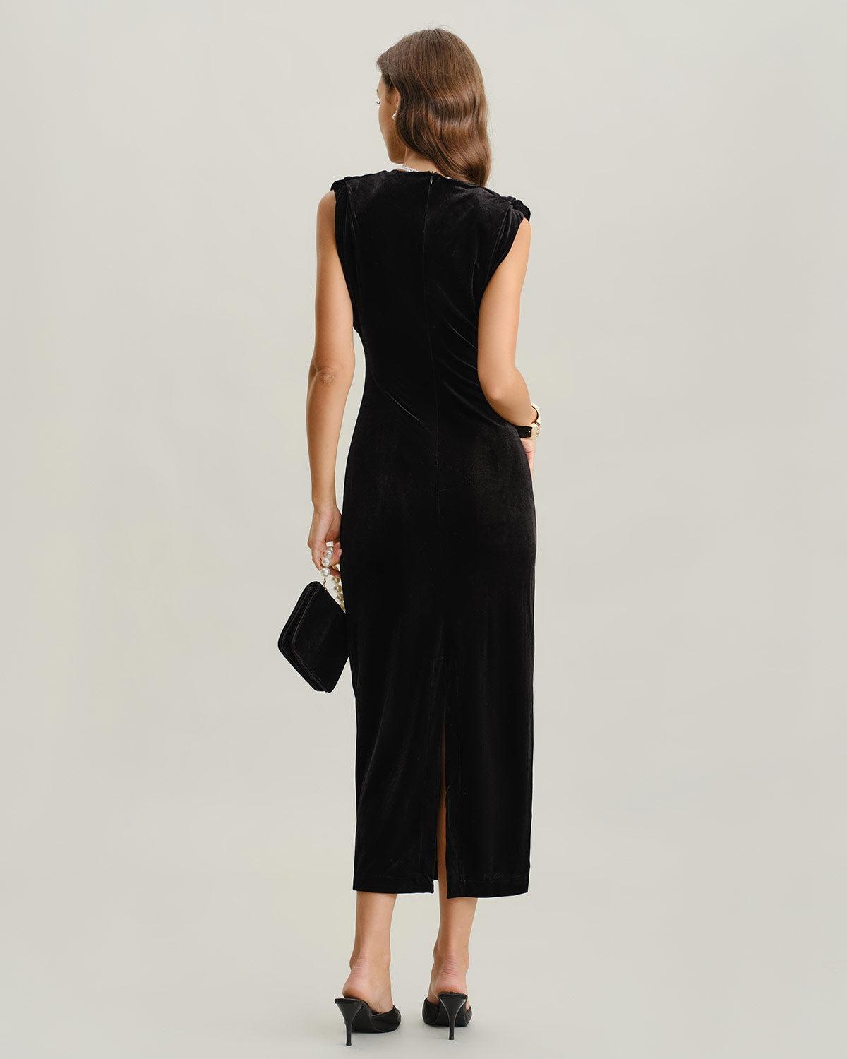 Black Velvet Bodycon Maxi Dress Product Image