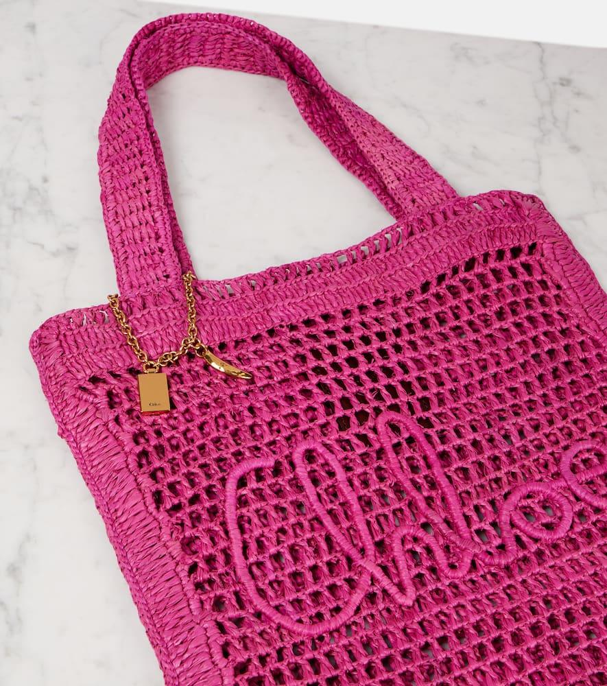 CHLOÉ Chloe Women Fuchsia Raffia Estate Banana Shopping Bag In Fuchsiarose Product Image