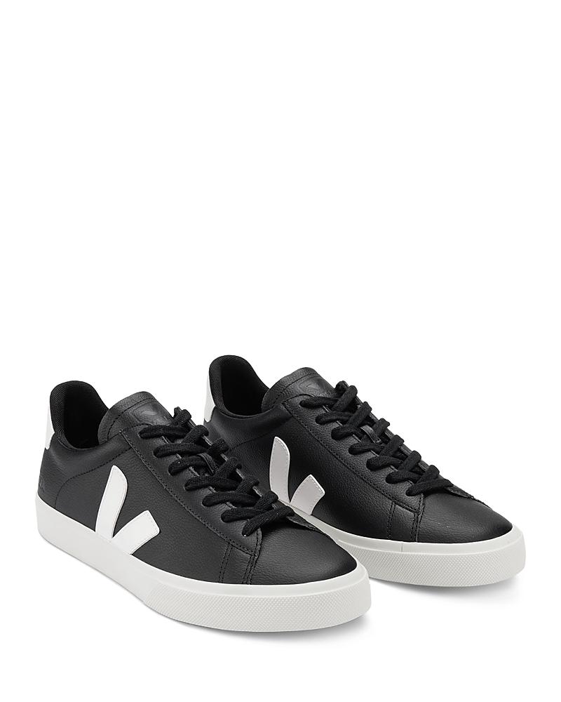 Veja Mens Campo Low Top Leather Sneakers in Black/White Product Image