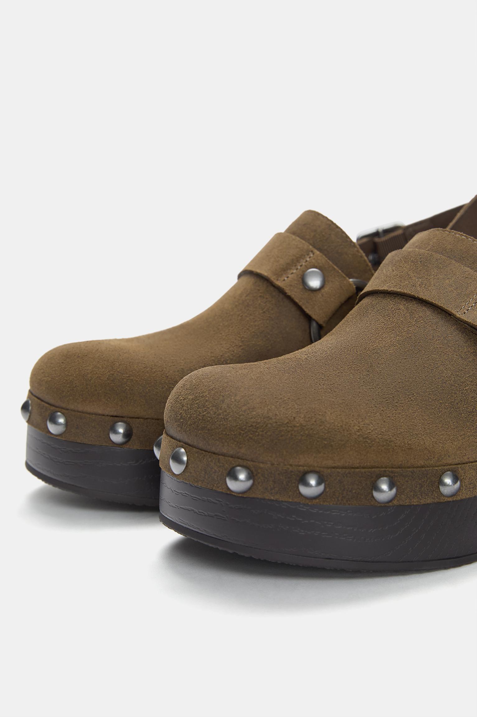 Leather clogs with buckle Product Image