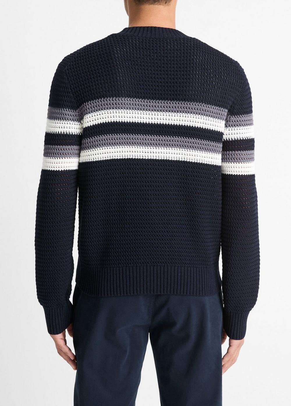 Crafted Crochet Striped Cotton Sweater Product Image