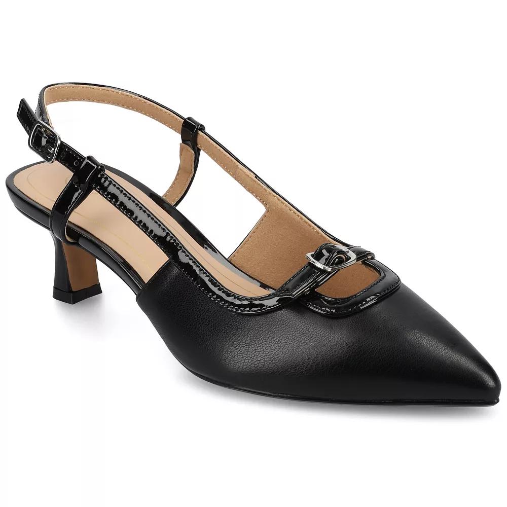 Journee Padma Women's Pointed Toe Kitten Heel Slingback Pumps,  Product Image