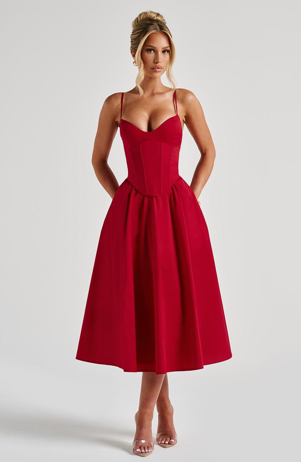 Mariella Midi Dress - Red Product Image