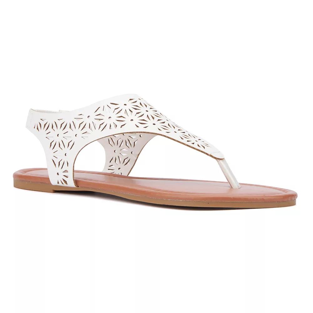 New York & Company® Nikki Women's T-Strap Sandals, Size: 6, White Product Image