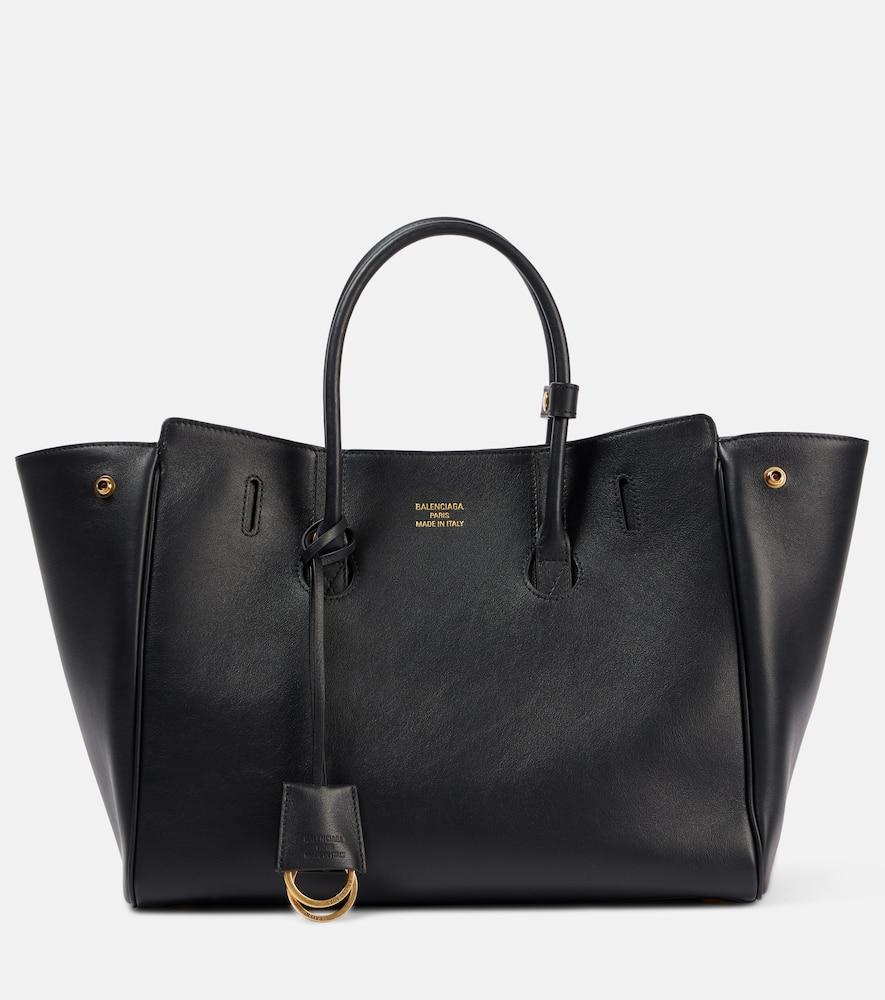 BALENCIAGA Women Black Leather Mini Carry All Hampton Shopping Bag Product Image