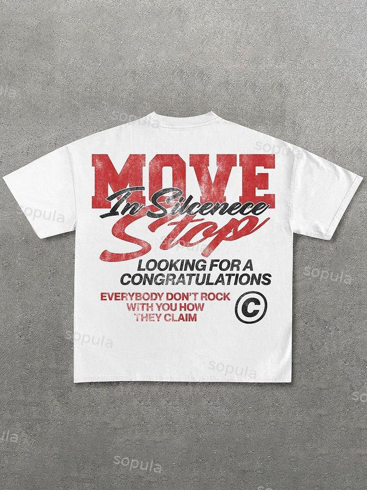 Vintage Move In Silence Graphic Casual Cotton T-Shirt Product Image