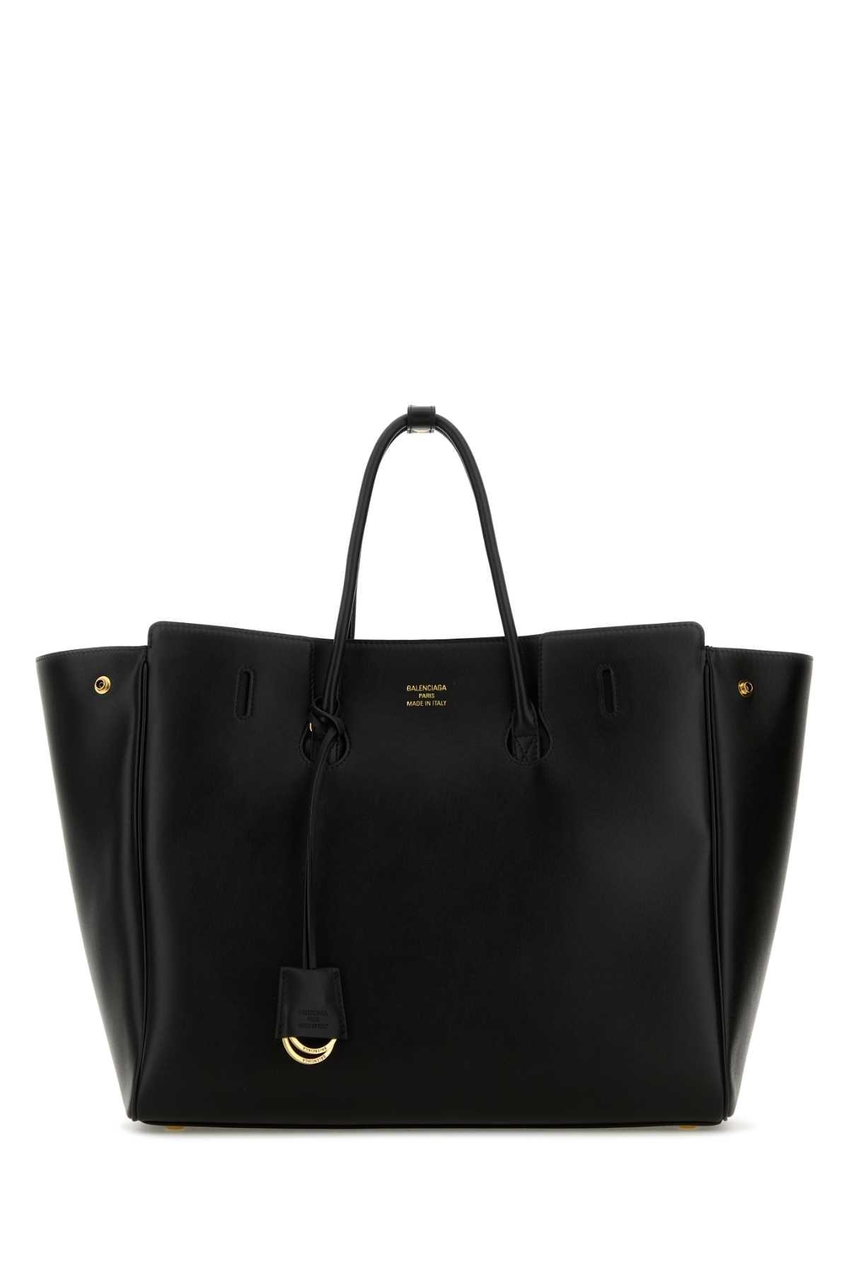 BALENCIAGA Women Black Leather Mini Carry All Hampton Shopping Bag Product Image