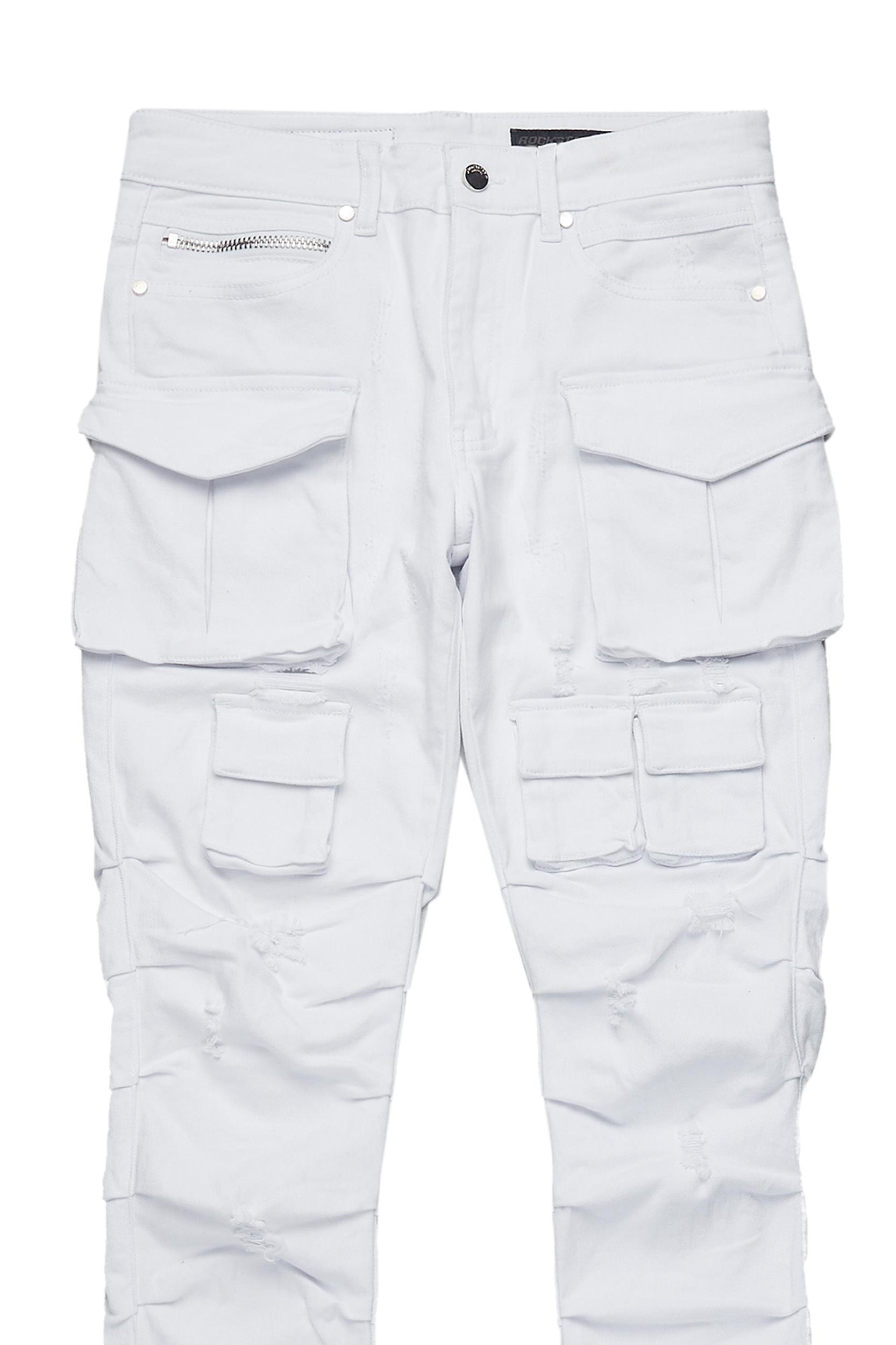 Gentry White Stacked Flare Jean Male Product Image