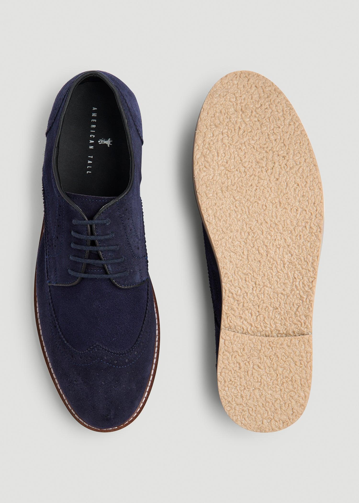 Suede Wingtip Oxfords for Tall Men in Dark Navy Male Product Image