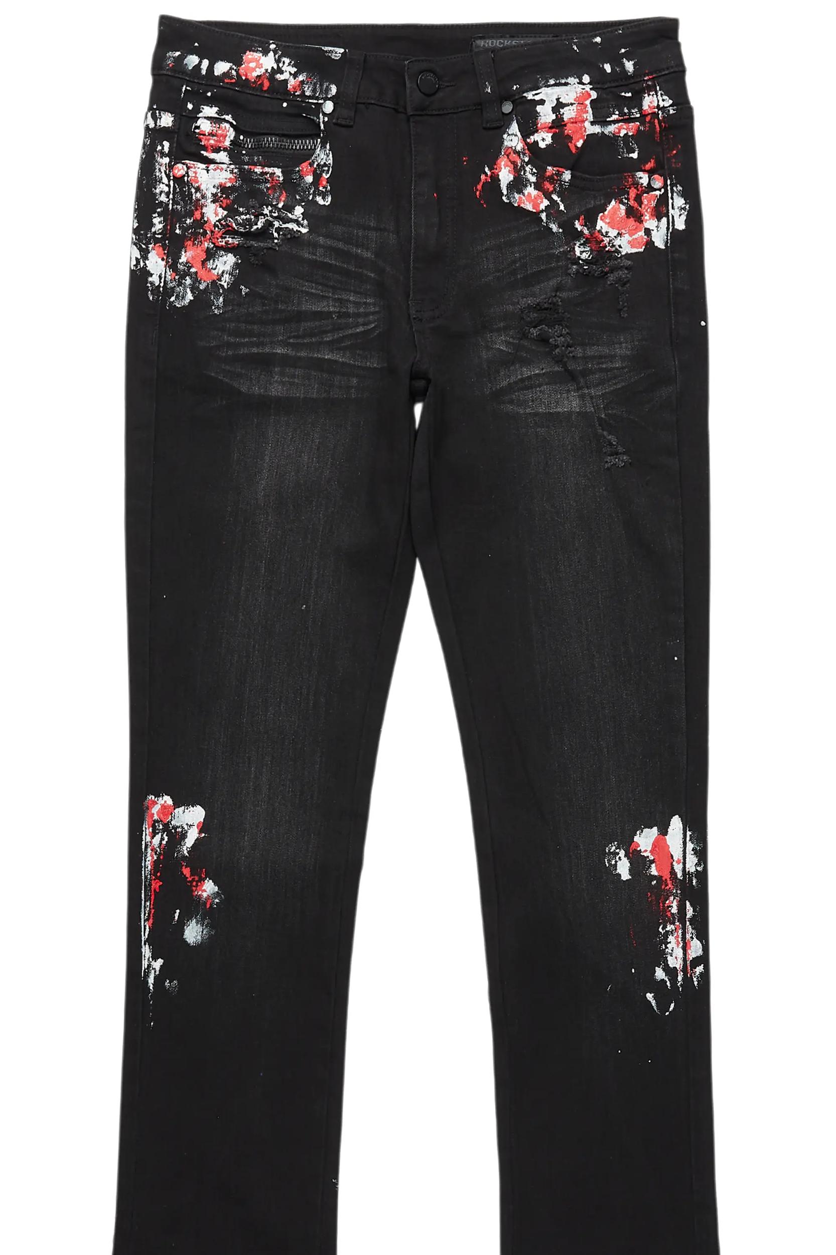 Kodak Black/Red Painter Stacked Flare Jean Male Product Image