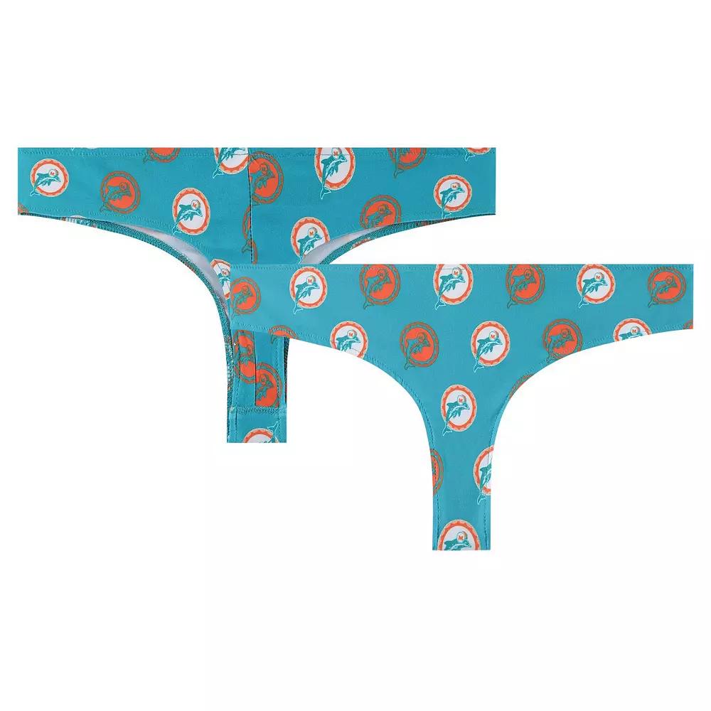 Women's Concepts Sport Aqua Miami Dolphins Record Allover Print Knit Thong,  Product Image