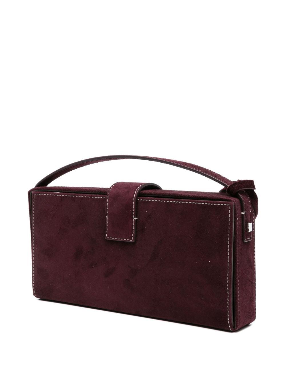 Apolonia rose-embellished suede clutch bag Product Image