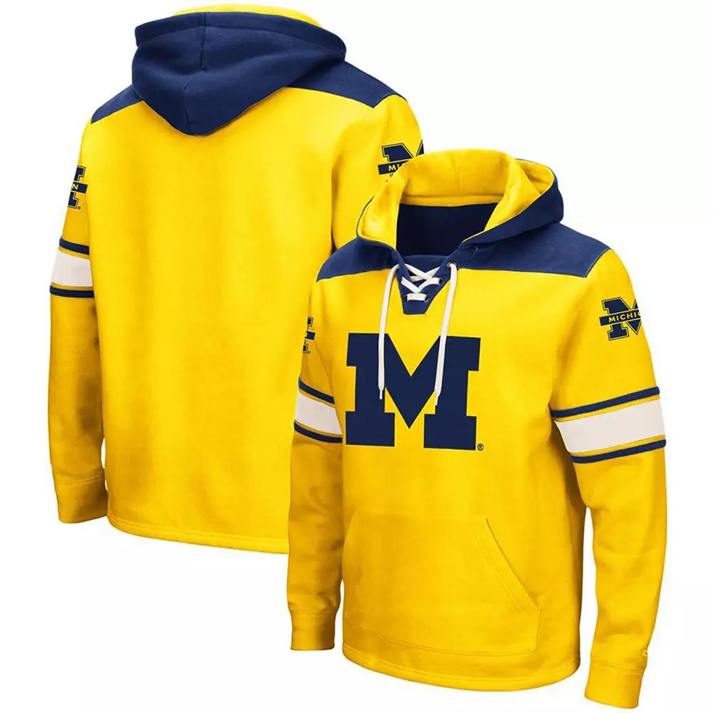 Men's Colosseum Maize Michigan Wolverines 2.0 Lace-Up Pullover Hoodie,  Product Image
