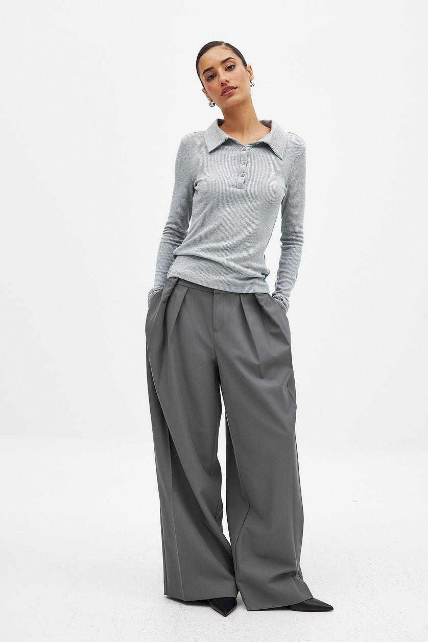 Mid Waist Suit Pants Product Image