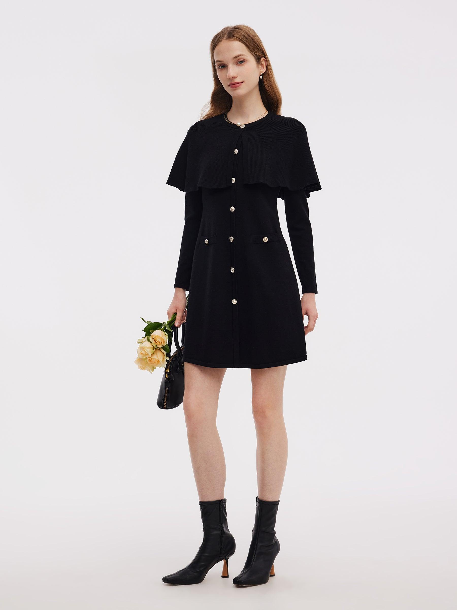 Tencel Blend Capelet Women Knit Mini Dress Product Image