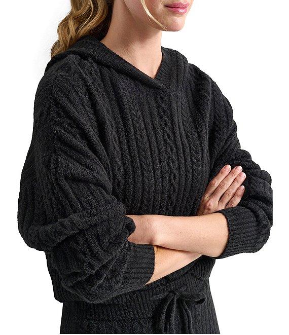 DKNY Sport by Donna Karan Cable Knit Coordinating Sweater Hoodie Product Image