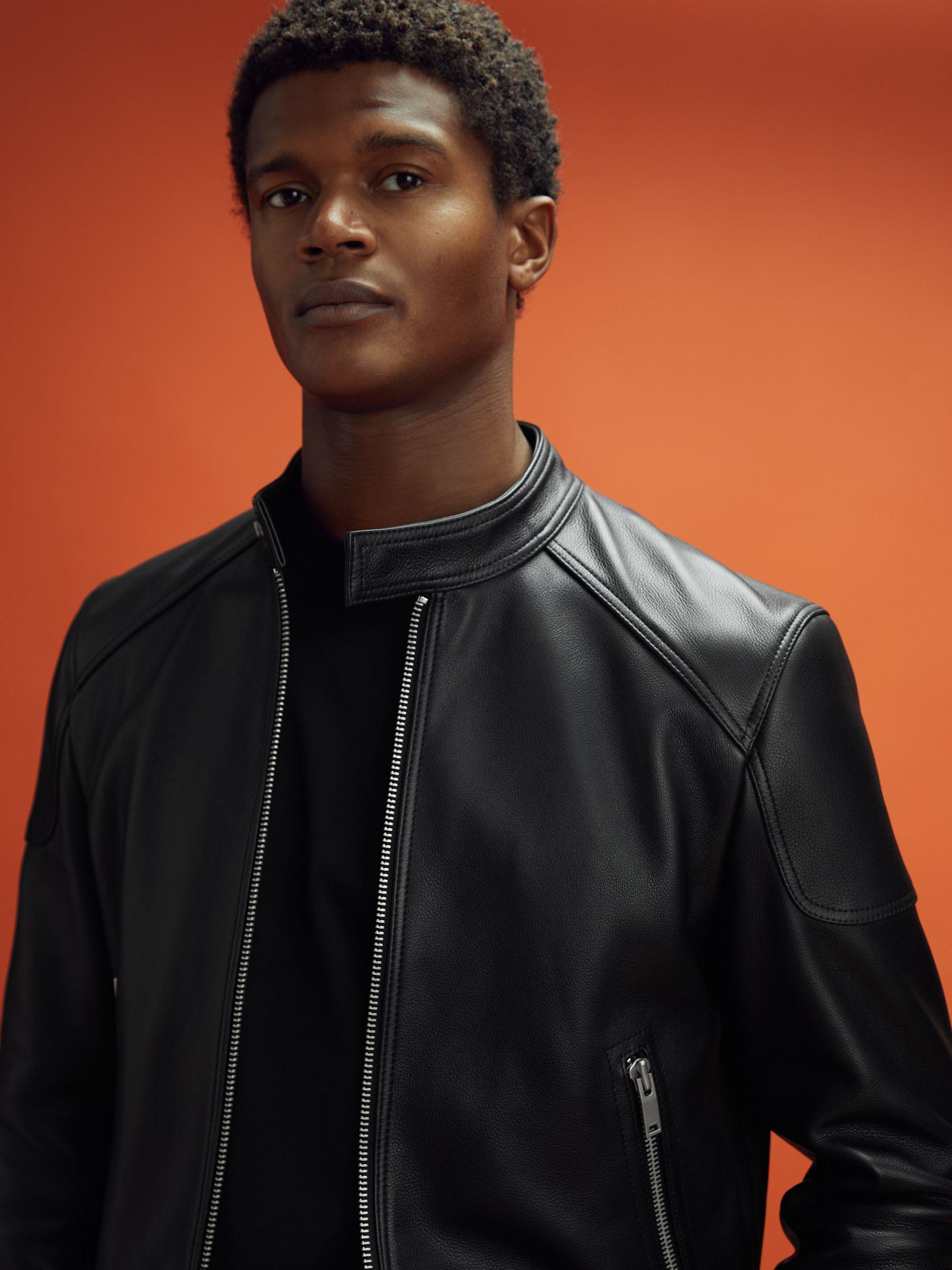 McLaren F1 Embossed Leather Jacket in Black Product Image