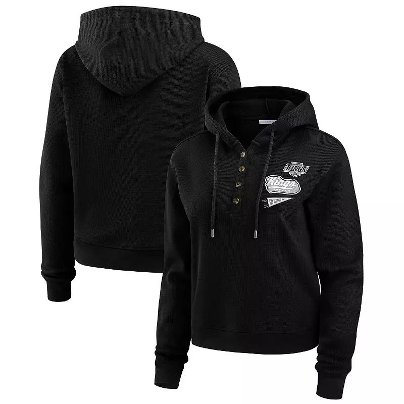 Women's WEAR by Erin Andrews Black Los Angeles Kings Waffle-Knit Pullover Hoodie,  Product Image