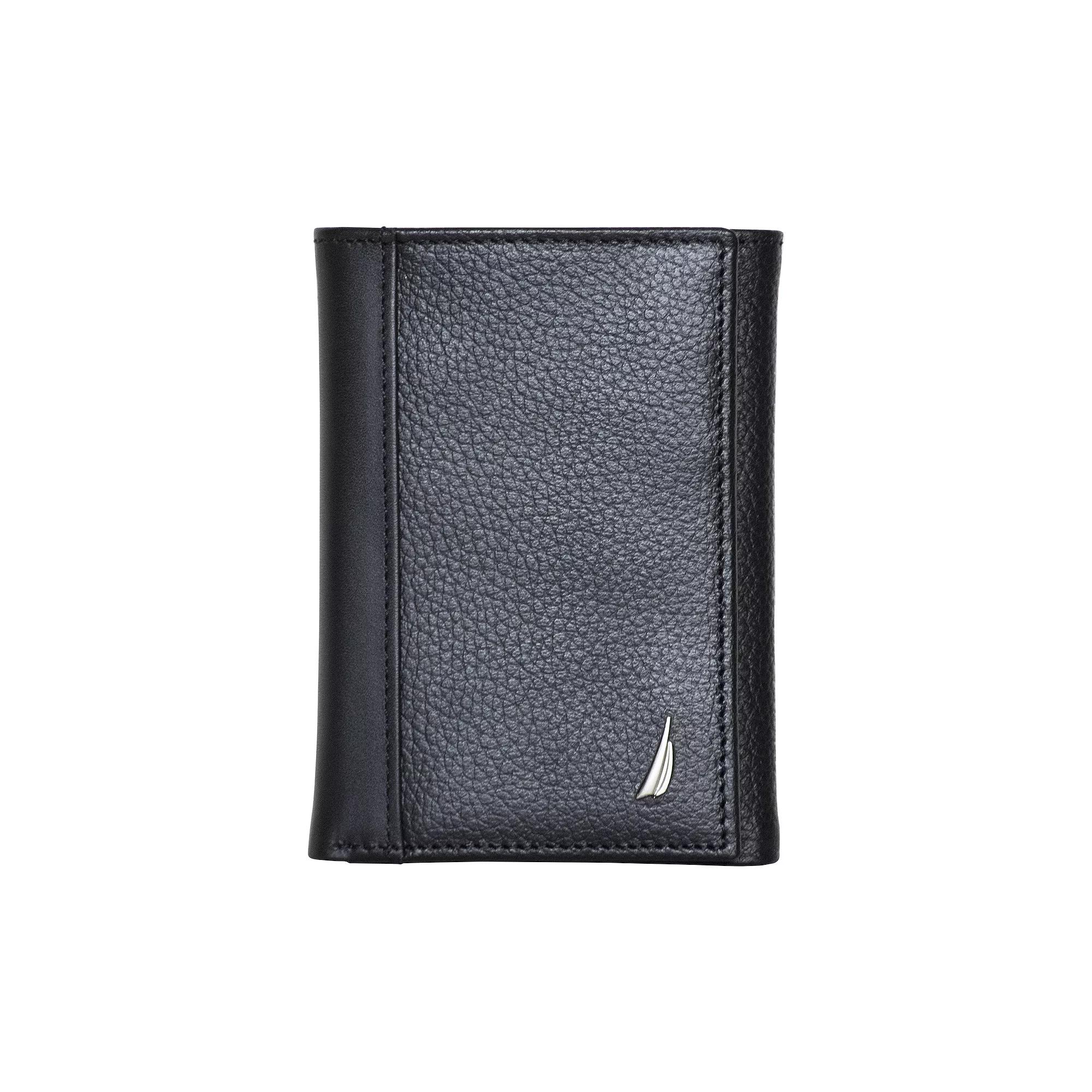 Men's Nautica Classic J-Class RFID-Blocking Leather Trifold Wallet, Black Product Image