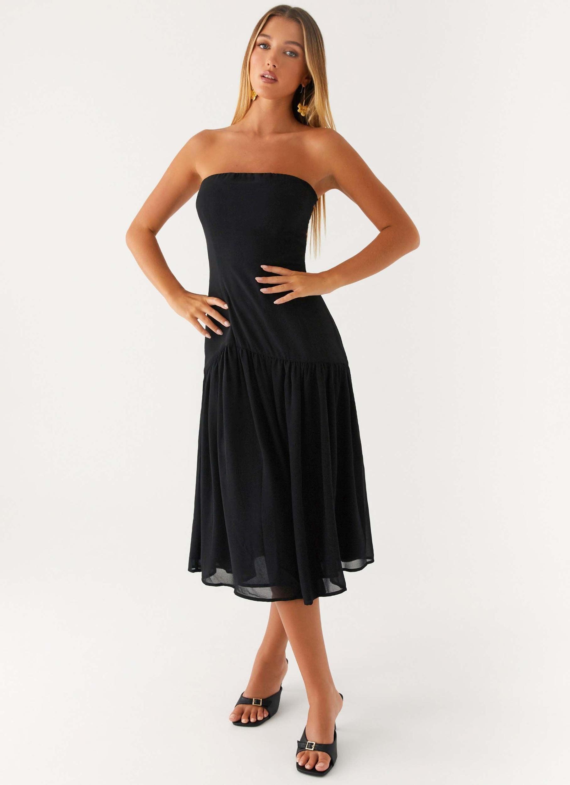 Imagination Strapless Midi Dress - Black Product Image