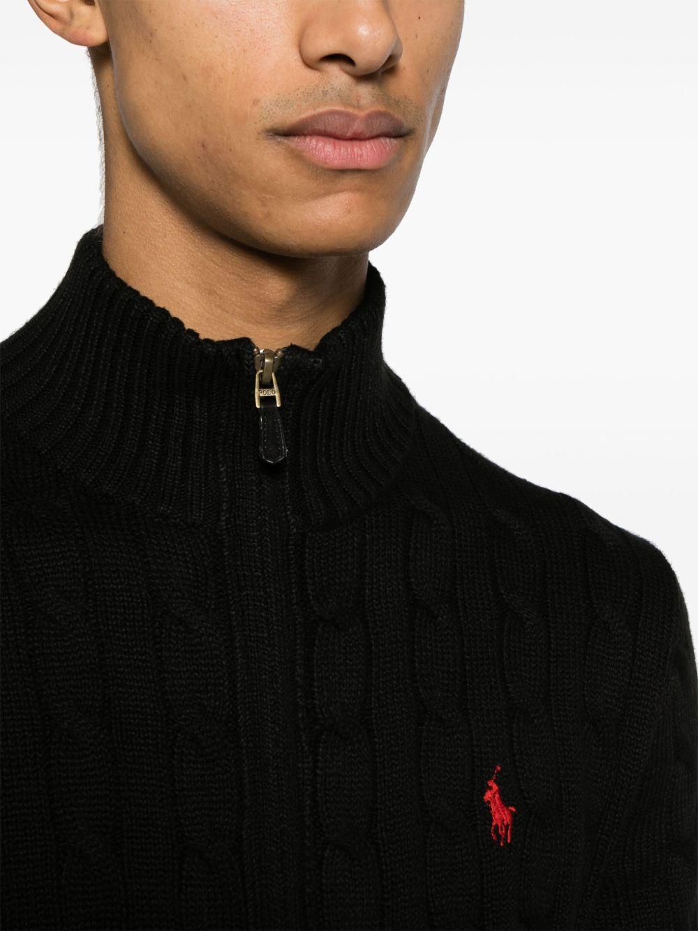 cable-knit cotton zip-up cardigan Product Image