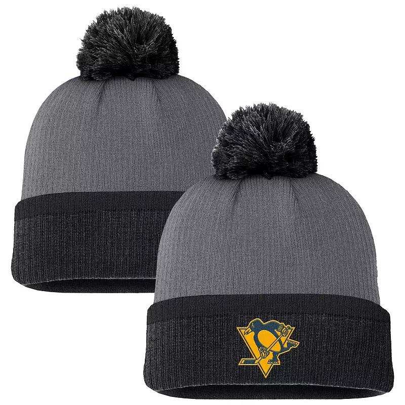 Women's Fanatics Charcoal Pittsburgh Penguins Cuffed Knit Hat with Pom Product Image