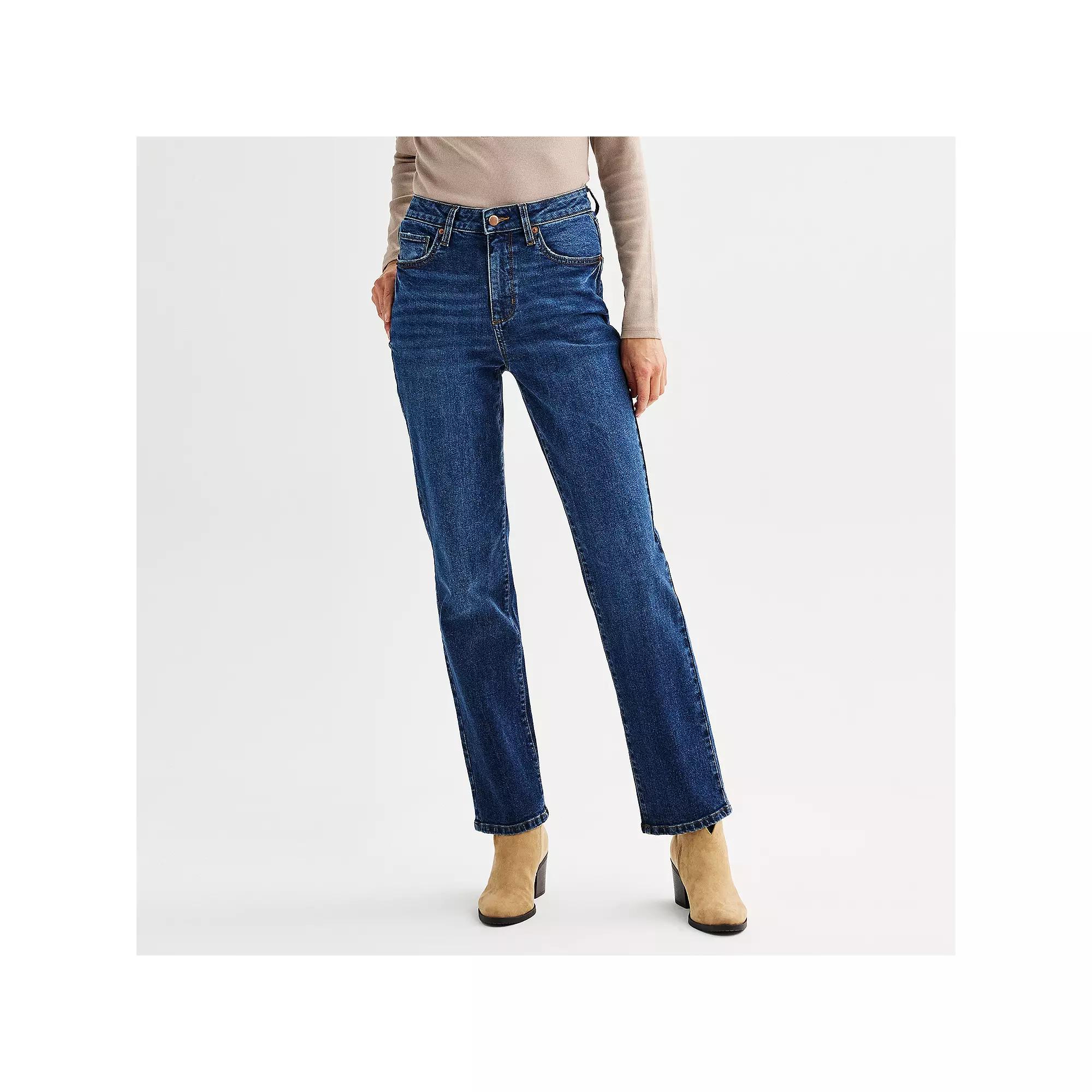 Women's Sonoma Goods For Life® High Rise Straight Jeans, Size: 10 Short, Dark Blue Product Image