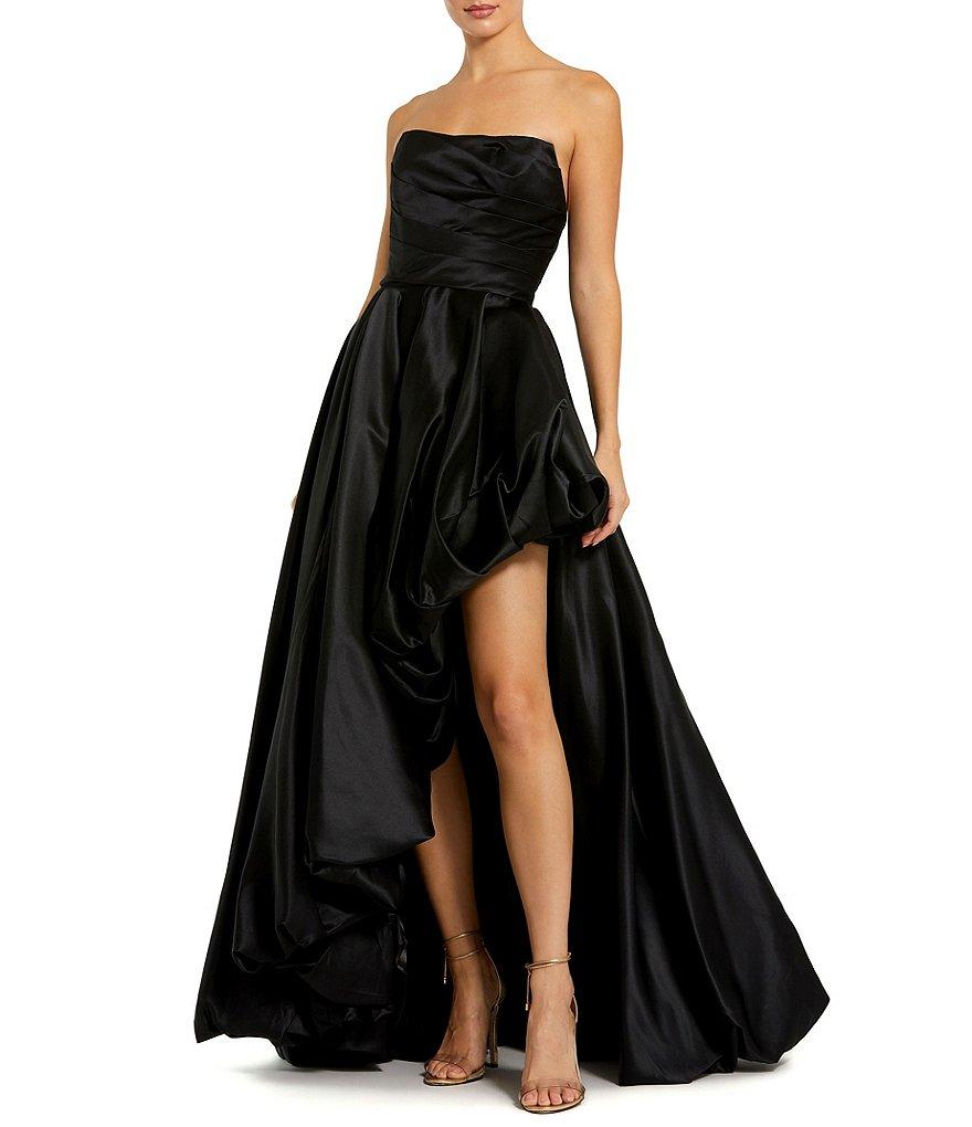 Mac Duggal Strapless Sleeveless Ruched Asymmetrical Bubble Hem Gown Product Image