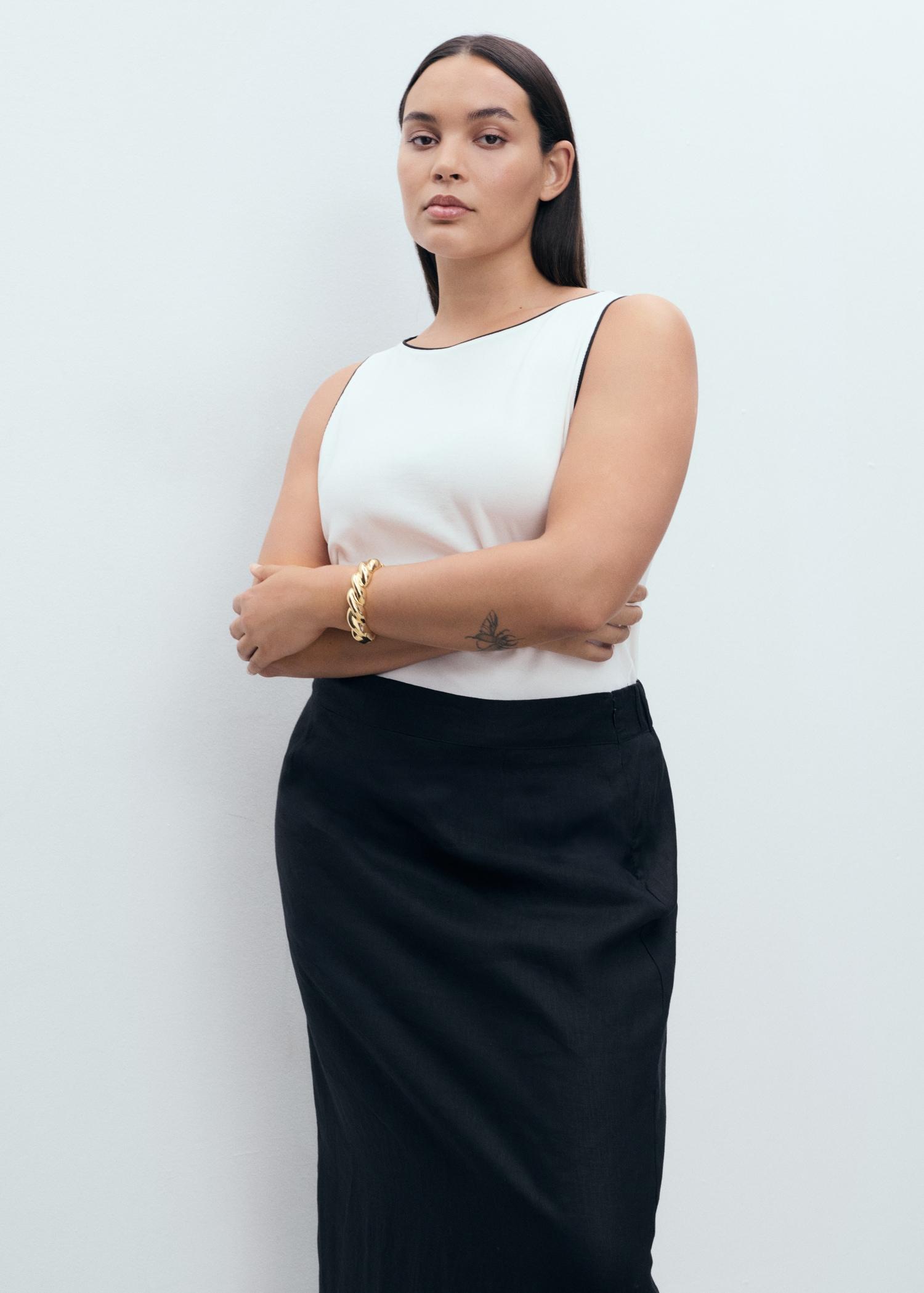 Linen pencil skirt - Women | MANGO USA Product Image