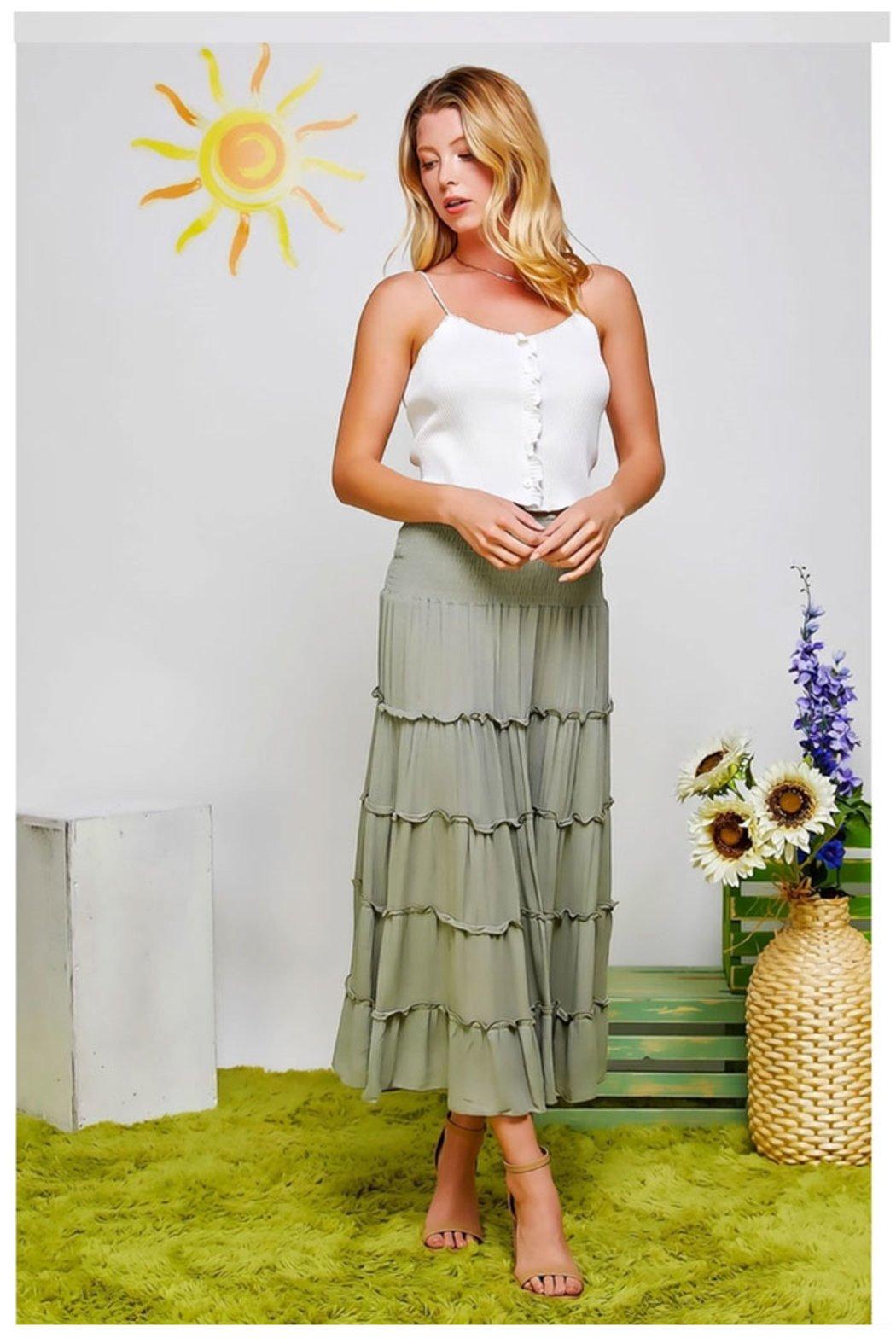 Tiered Gradient Smocking Convertible Skirt Dress Product Image