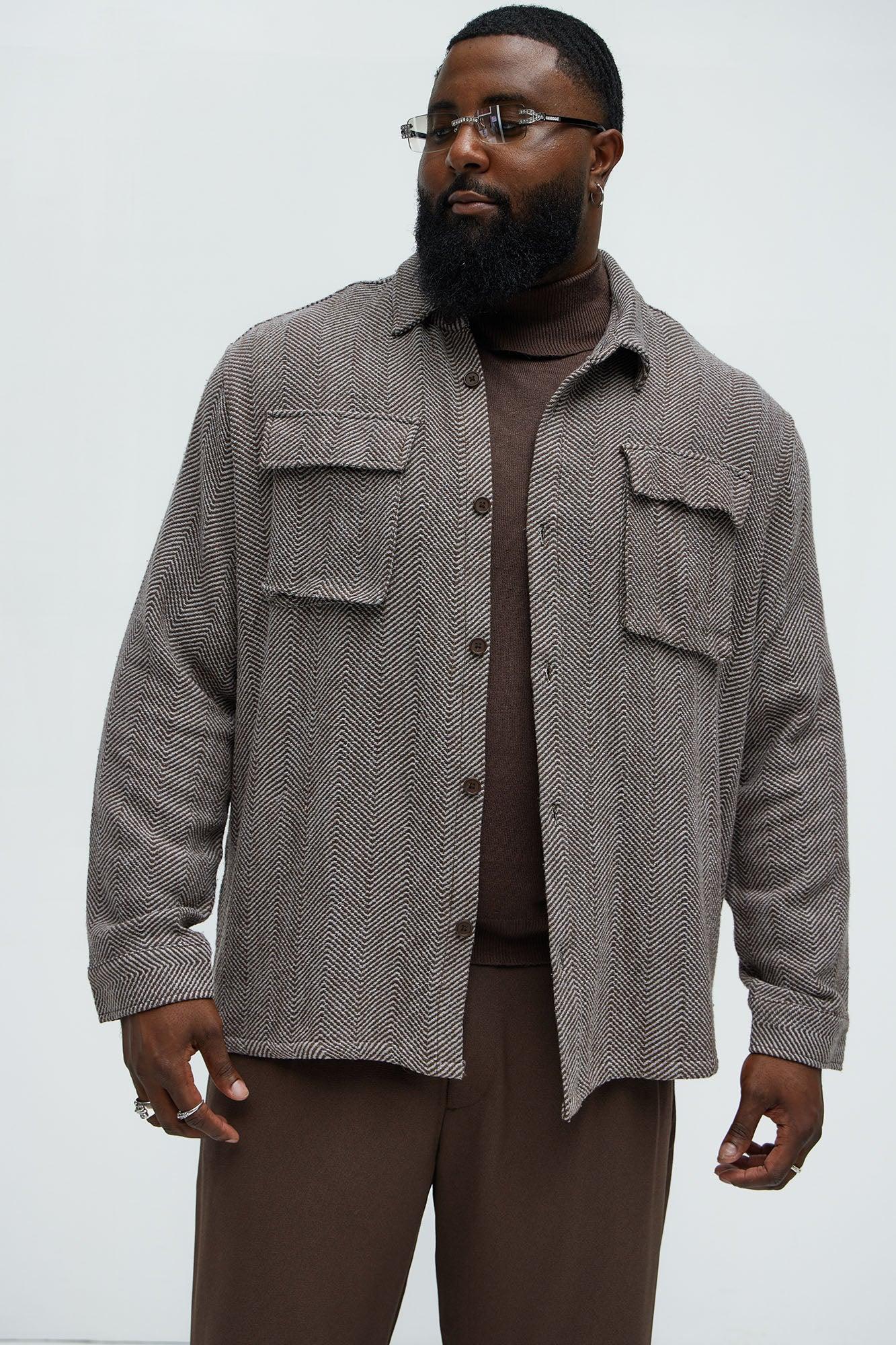 Keystone Herringbone Button Up Shirt - Brown Combo Product Image